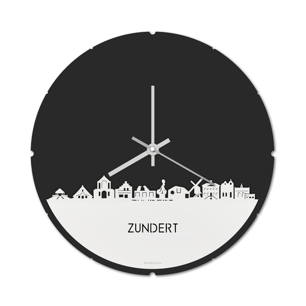 Skyline Klok Rond Zundert Wit glanzend gerecycled kunststof cadeau decoratie relatiegeschenk van WoodWideCities