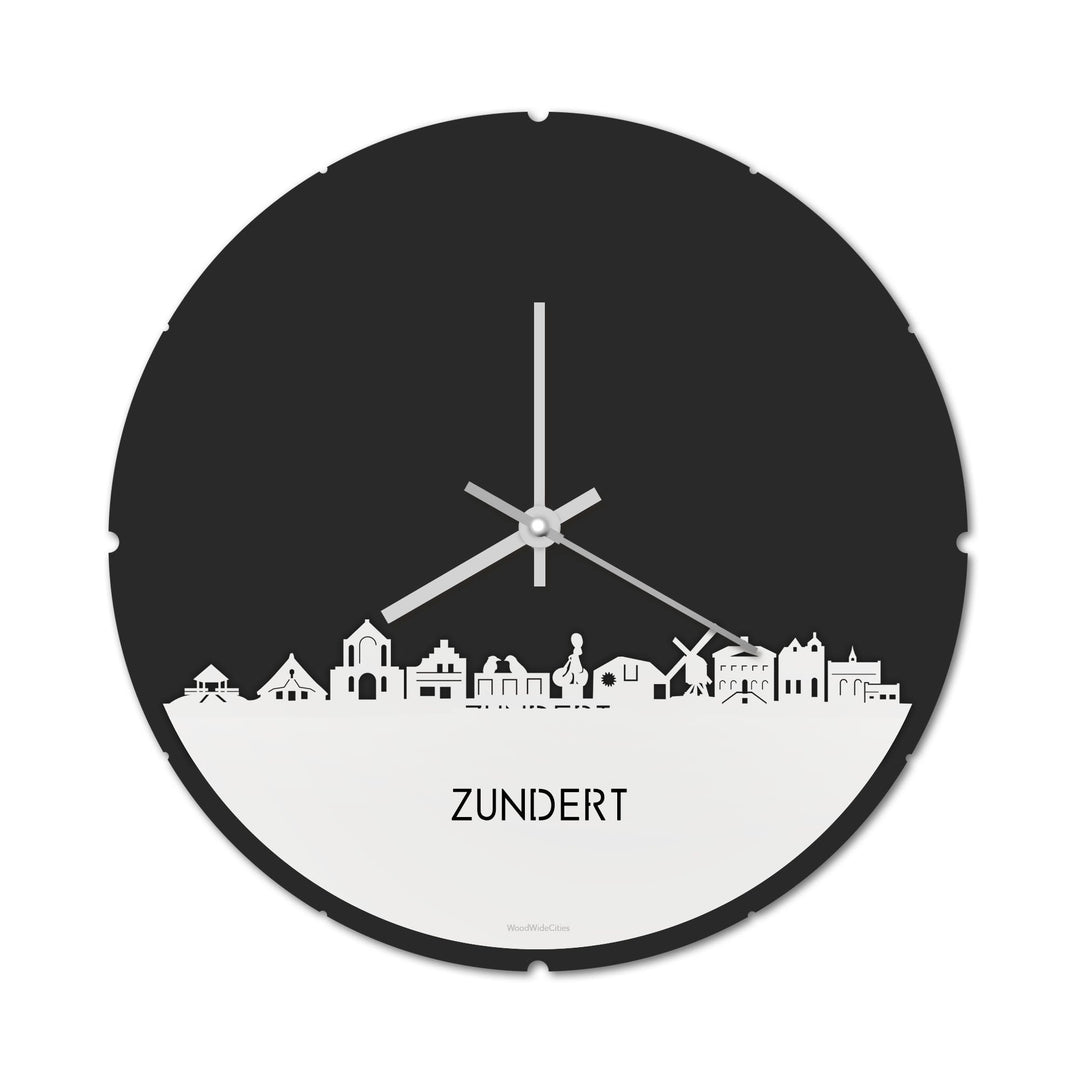 Skyline Klok Rond Zundert Wit glanzend gerecycled kunststof cadeau decoratie relatiegeschenk van WoodWideCities