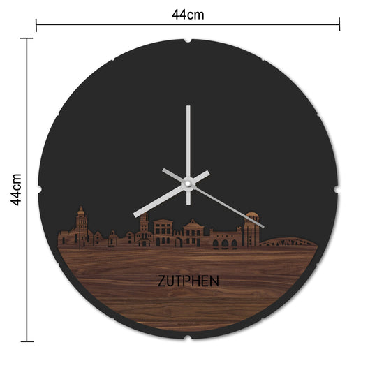 Skyline Klok Rond Zutphen Bamboe houten cadeau decoratie relatiegeschenk van WoodWideCities
