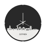 Skyline Klok Rond Zutphen Wit glanzend gerecycled kunststof cadeau decoratie relatiegeschenk van WoodWideCities