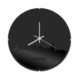 Skyline Klok Rond Zutphen Zwart glanzend gerecycled kunststof cadeau decoratie relatiegeschenk van WoodWideCities