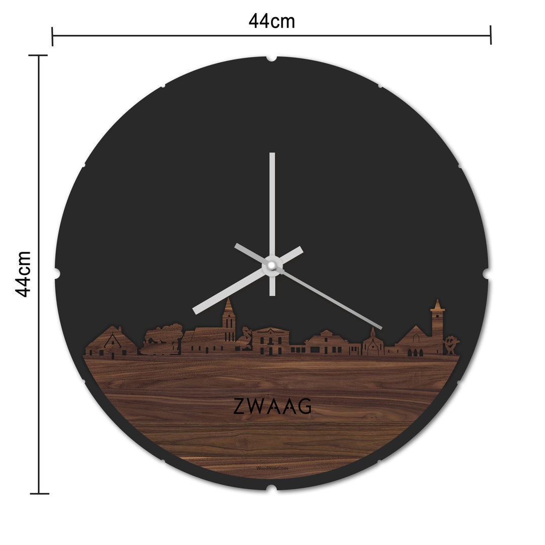 Skyline Klok Rond Zwaag Bamboe houten cadeau decoratie relatiegeschenk van WoodWideCities