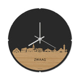 Skyline Klok Rond Zwaag Bamboe houten cadeau decoratie relatiegeschenk van WoodWideCities