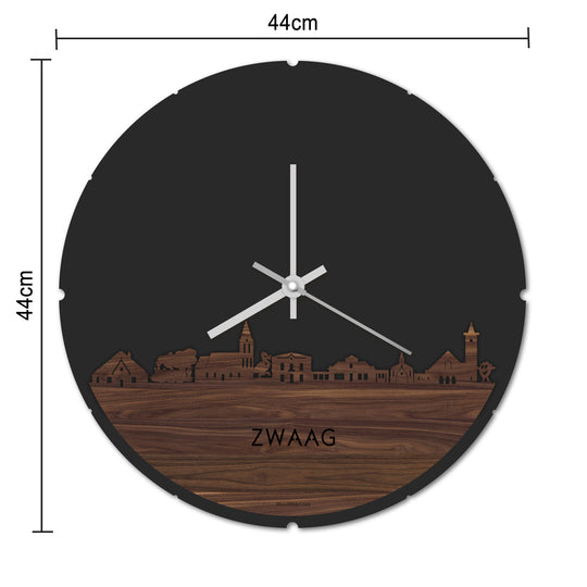 Skyline Klok Rond Zwaag Palissander houten cadeau decoratie relatiegeschenk van WoodWideCities