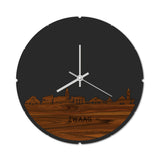 Skyline Klok Rond Zwaag Palissander houten cadeau decoratie relatiegeschenk van WoodWideCities