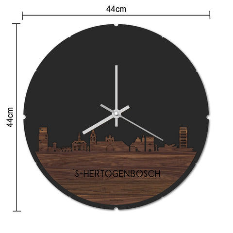 Skyline Klok Rond Den-Bosch Bamboe houten cadeau decoratie relatiegeschenk van WoodWideCities