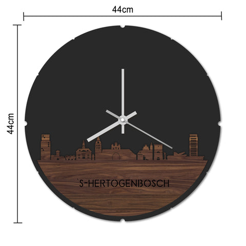 Skyline Klok Rond Den Bosch Palissander houten cadeau decoratie relatiegeschenk van WoodWideCities