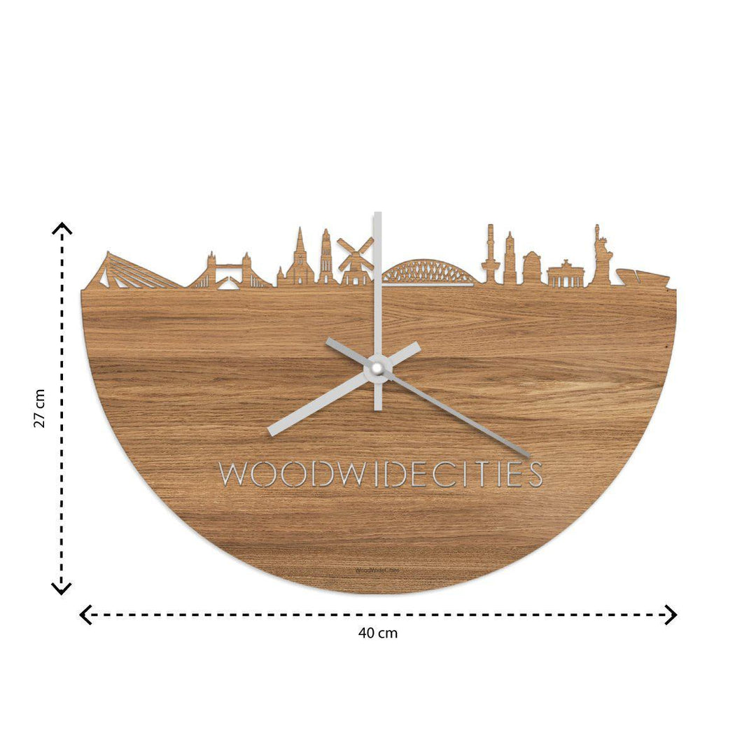 Skyline Klok Rotterdam Eiken houten cadeau wanddecoratie relatiegeschenk van WoodWideCities
