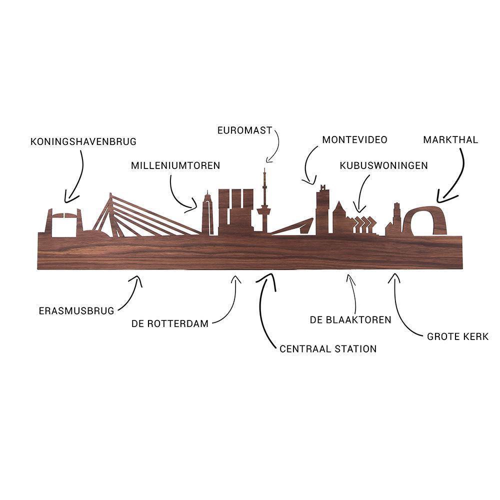 Skyline Klok Rotterdam Palissander Palissander houten cadeau wanddecoratie relatiegeschenk van WoodWideCities