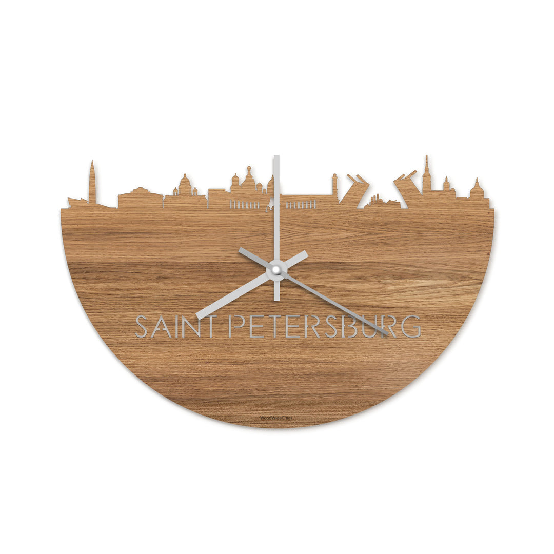 Skyline Klok Saint Petersburg Eiken houten cadeau decoratie relatiegeschenk van WoodWideCities