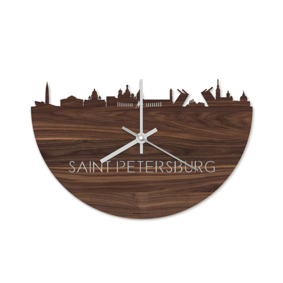 Skyline Klok Saint Petersburg Noten houten cadeau decoratie relatiegeschenk van WoodWideCities