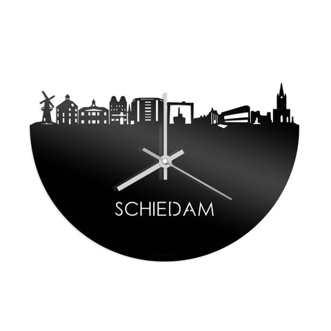 Skyline Klok Schiedam Zwart glanzend gerecycled kunststof cadeau decoratie relatiegeschenk van WoodWideCities