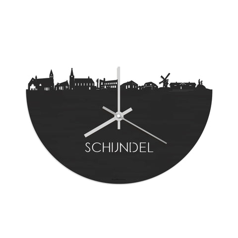 Skyline Klok Schijndel Black Zwart houten cadeau decoratie relatiegeschenk van WoodWideCities