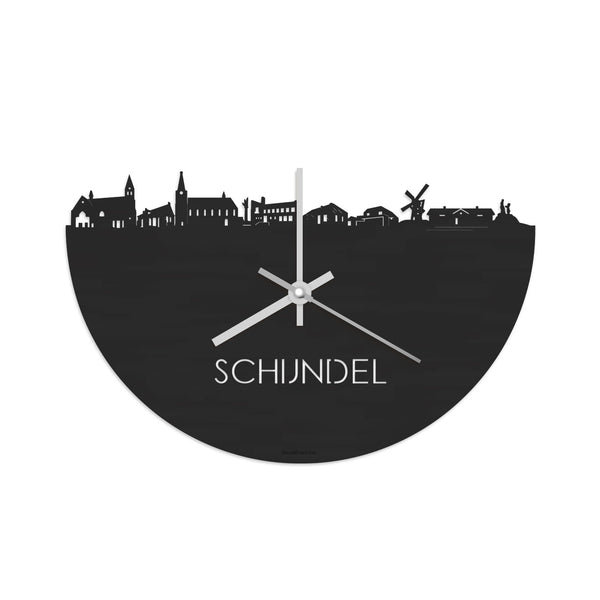 Skyline Klok Schijndel Black Zwart houten cadeau decoratie relatiegeschenk van WoodWideCities