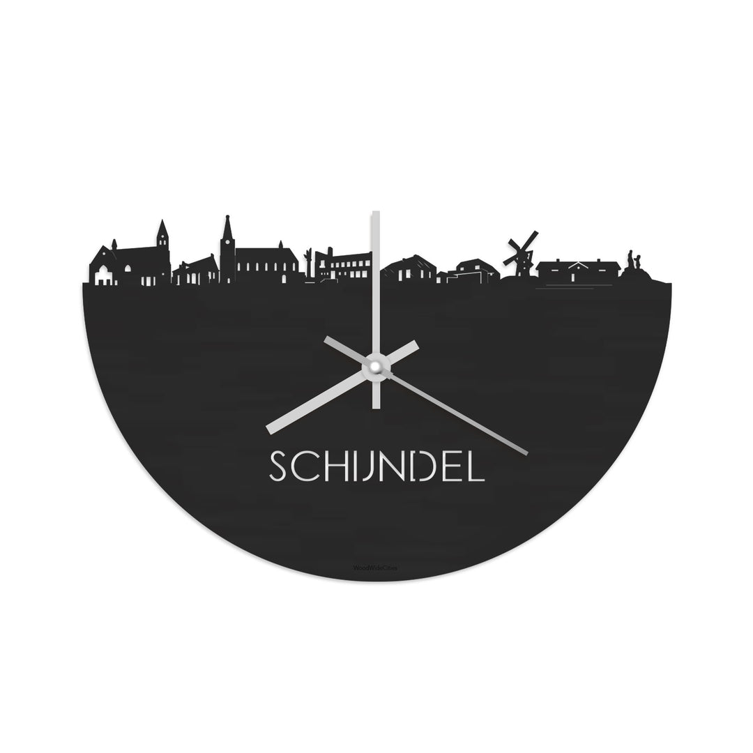 Skyline Klok Schijndel Black Zwart houten cadeau decoratie relatiegeschenk van WoodWideCities