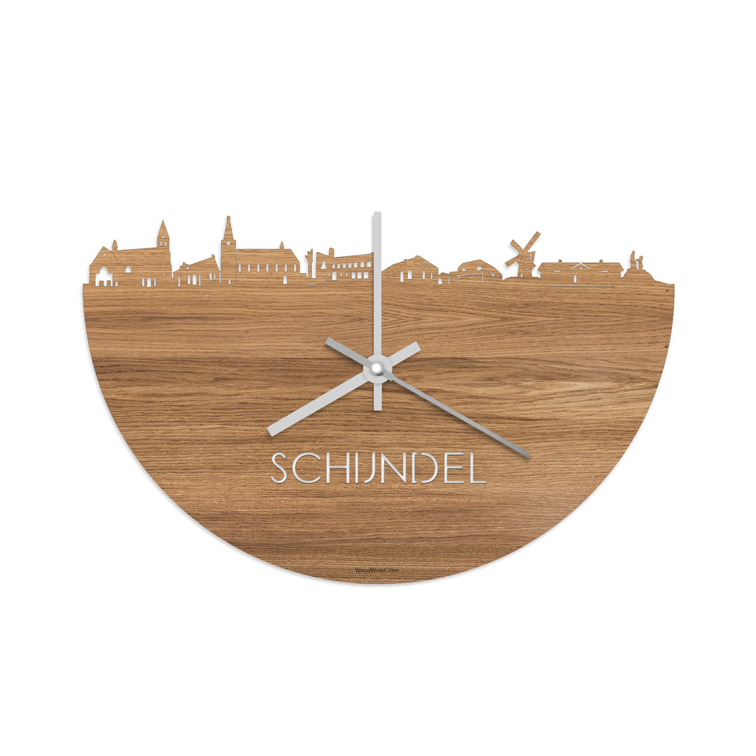 Skyline Klok Schijndel Eiken houten cadeau decoratie relatiegeschenk van WoodWideCities