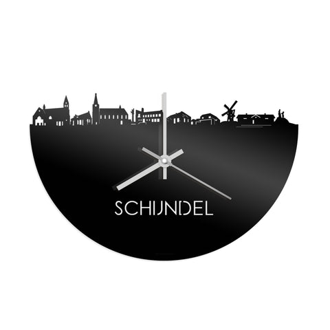Skyline Klok Schijndel Zwart glanzend gerecycled kunststof cadeau decoratie relatiegeschenk van WoodWideCities