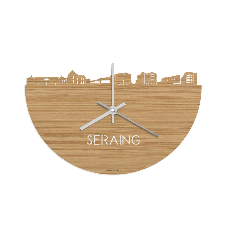 Skyline Klok Seraing Bamboe houten cadeau decoratie relatiegeschenk van WoodWideCities