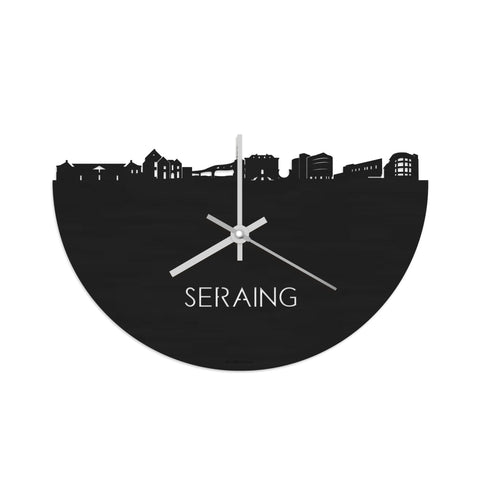 Skyline Klok Seraing Black Zwart houten cadeau decoratie relatiegeschenk van WoodWideCities