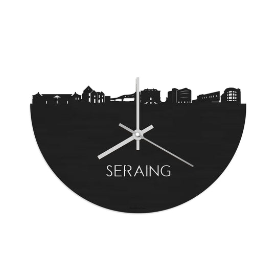 Skyline Klok Seraing Black Zwart houten cadeau decoratie relatiegeschenk van WoodWideCities