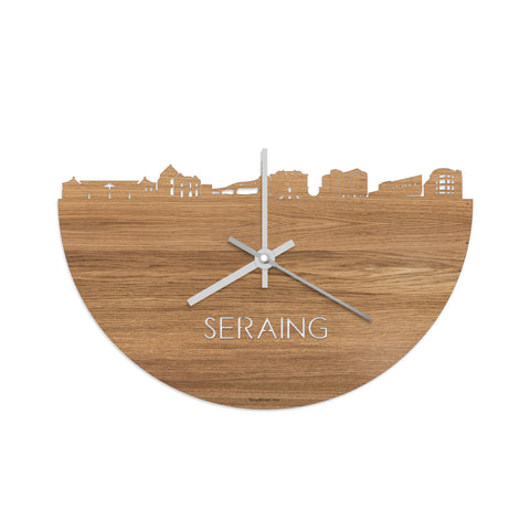Skyline Klok Seraing Eiken houten cadeau decoratie relatiegeschenk van WoodWideCities