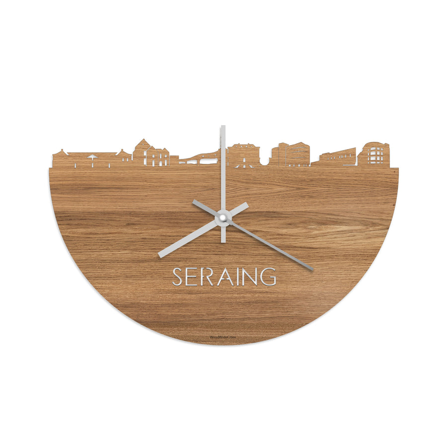 Skyline Klok Seraing Eiken houten cadeau decoratie relatiegeschenk van WoodWideCities
