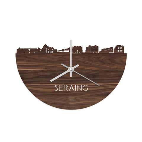 Skyline Klok Seraing Noten houten cadeau decoratie relatiegeschenk van WoodWideCities