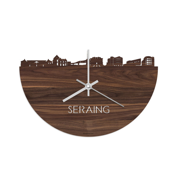 Skyline Klok Seraing Noten houten cadeau decoratie relatiegeschenk van WoodWideCities