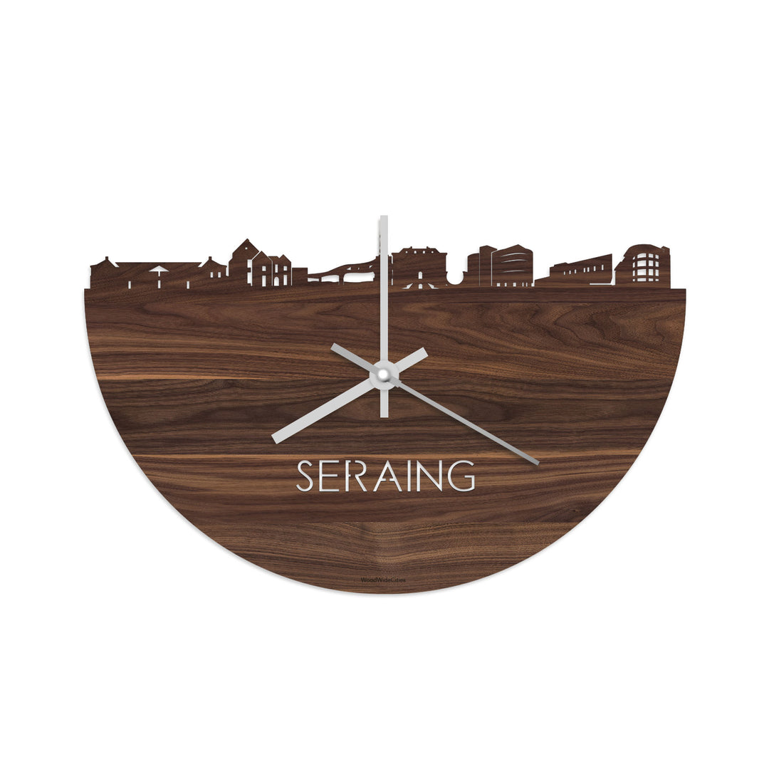 Skyline Klok Seraing Noten houten cadeau decoratie relatiegeschenk van WoodWideCities
