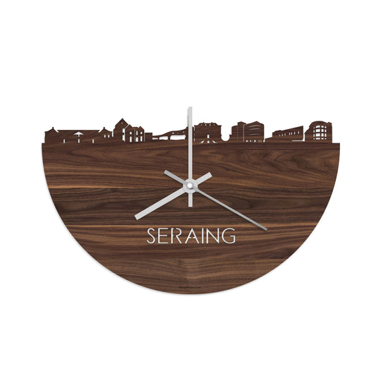 Skyline Klok Seraing Noten houten cadeau decoratie relatiegeschenk van WoodWideCities
