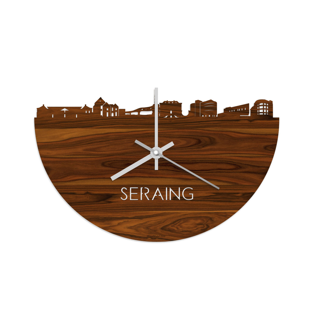 Skyline Klok Seraing Palissander houten cadeau decoratie relatiegeschenk van WoodWideCities