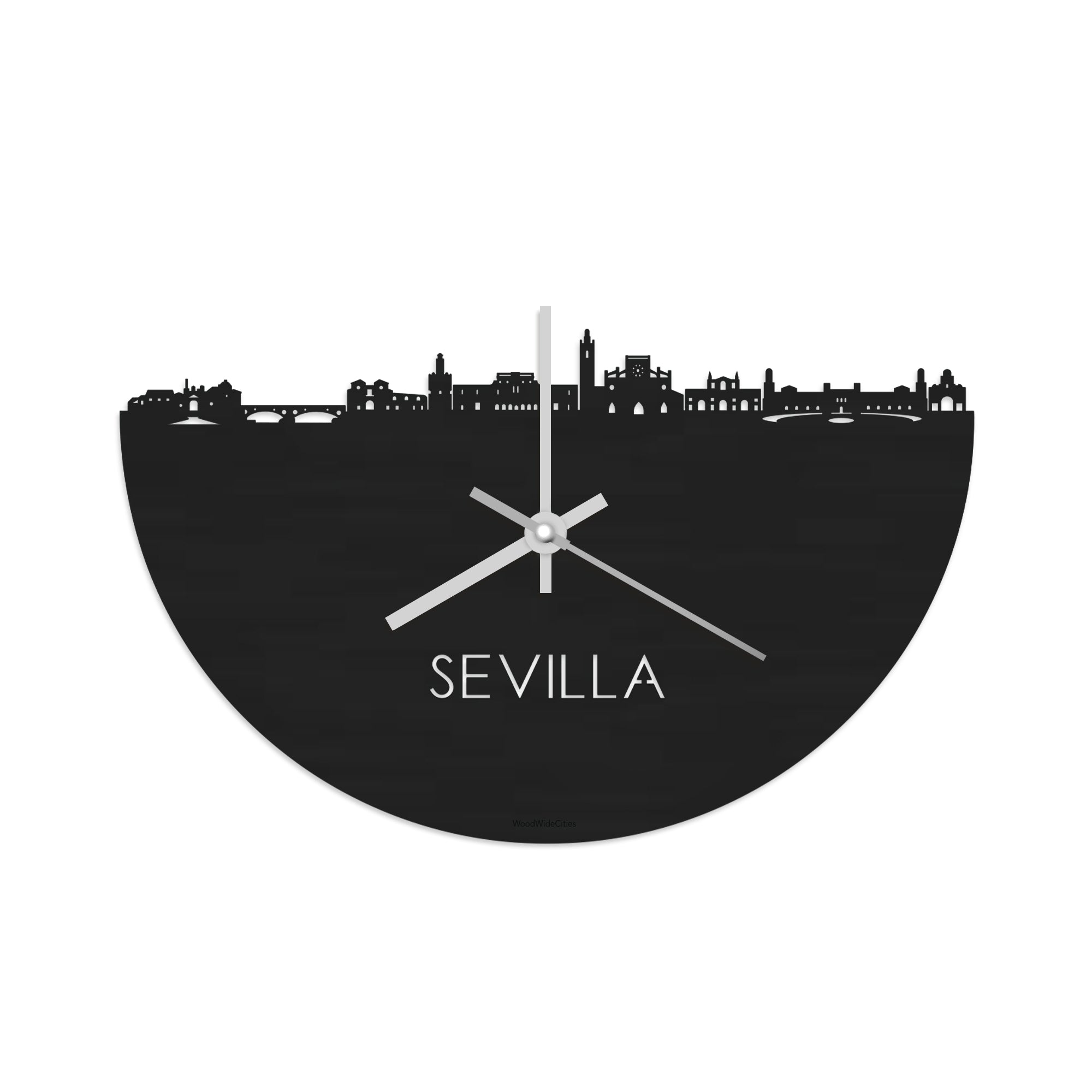 Skyline Klok Sevilla Black Zwart houten cadeau decoratie relatiegeschenk van WoodWideCities