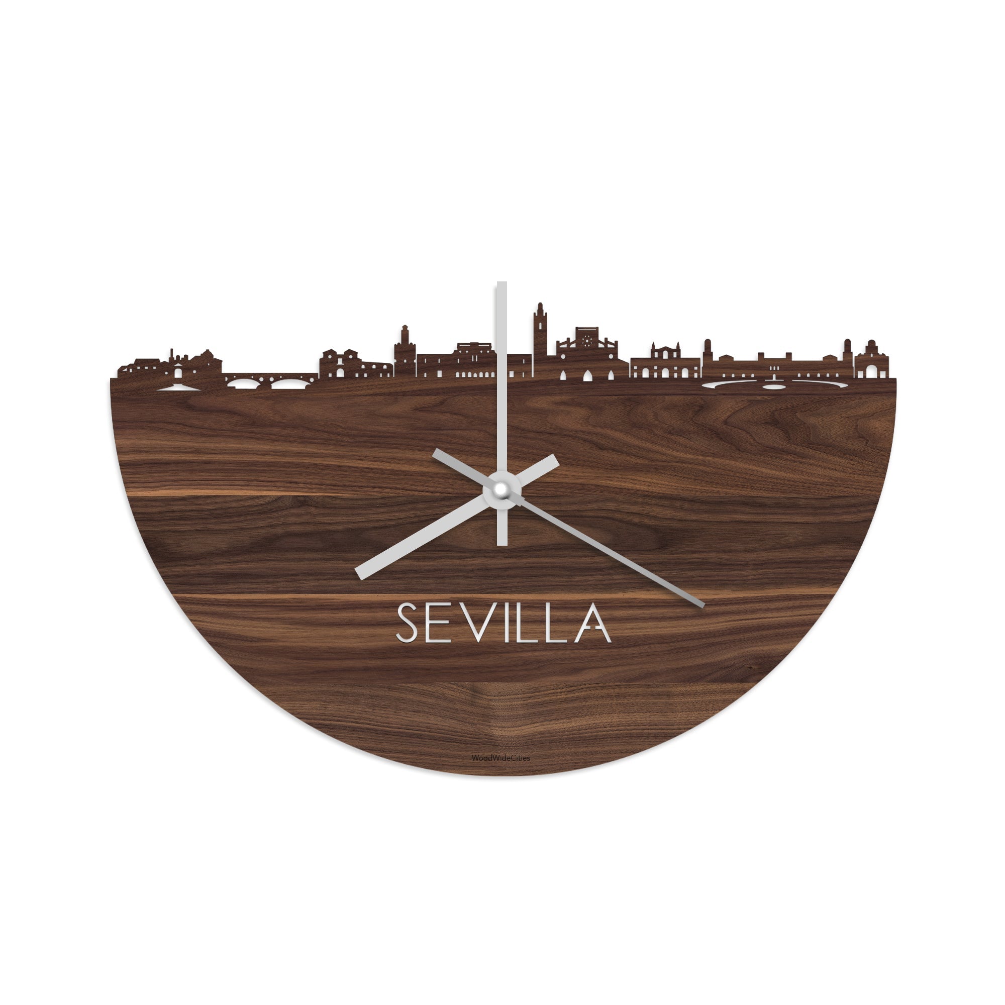 Skyline Klok Sevilla Noten houten cadeau decoratie relatiegeschenk van WoodWideCities