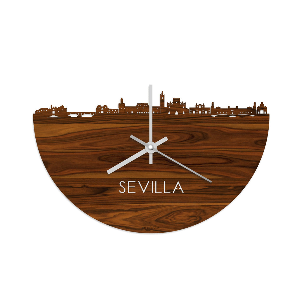 Skyline Klok Sevilla Palissander houten cadeau decoratie relatiegeschenk van WoodWideCities