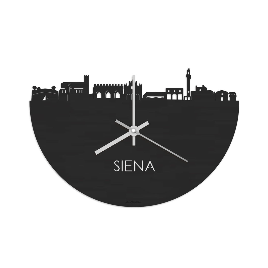 Skyline Klok Siena Black Zwart houten cadeau decoratie relatiegeschenk van WoodWideCities