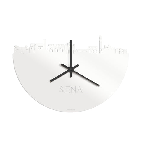Skyline Klok Siena Wit glanzend gerecycled kunststof cadeau decoratie relatiegeschenk van WoodWideCities