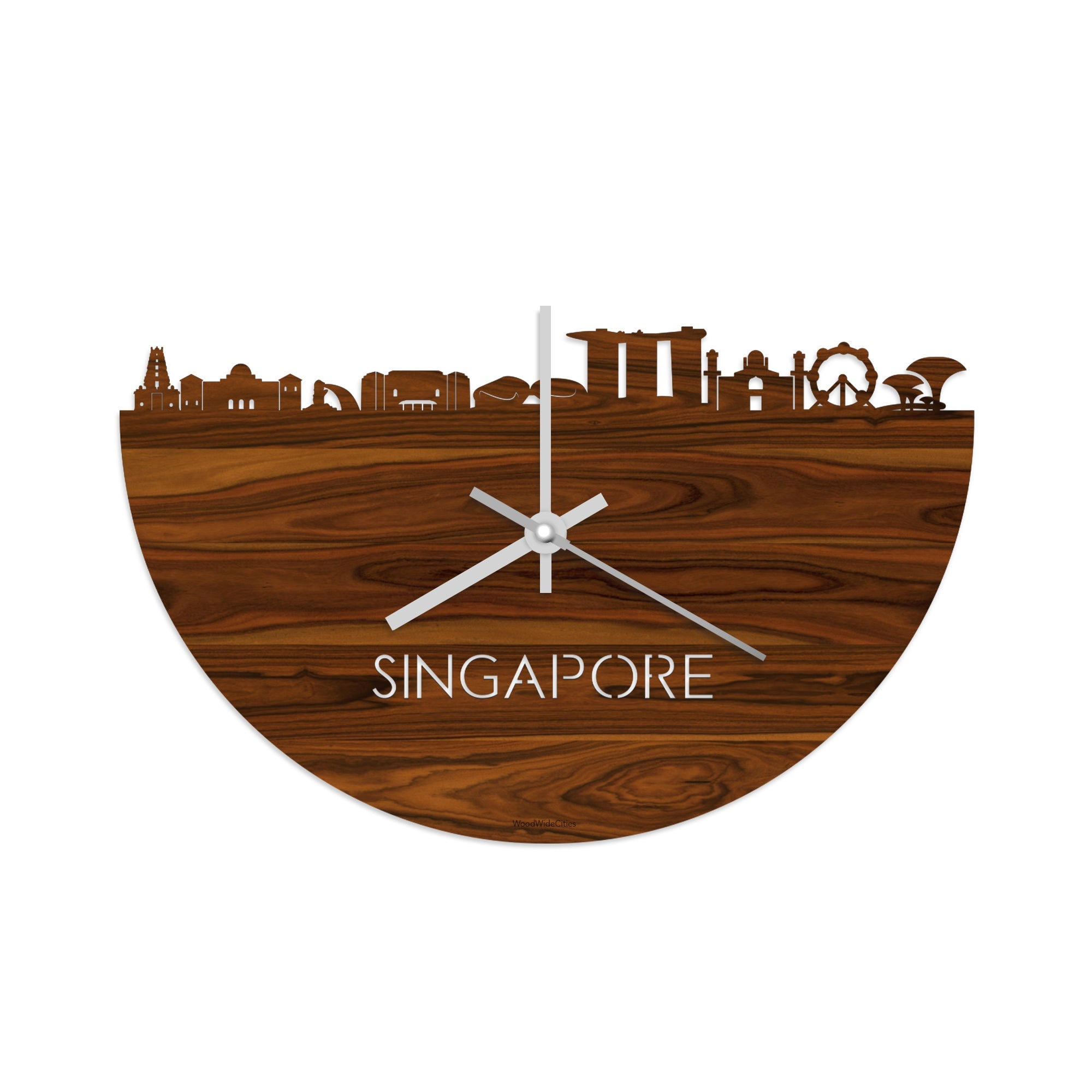 Skyline Klok Singapore Palissander houten cadeau decoratie relatiegeschenk van WoodWideCities