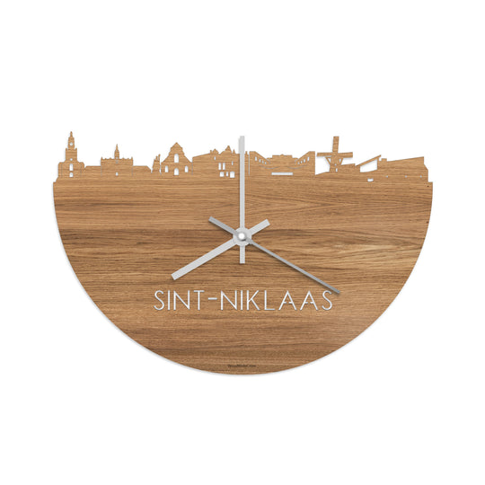 Skyline Klok Sint-Niklaas Eiken houten cadeau decoratie relatiegeschenk van WoodWideCities