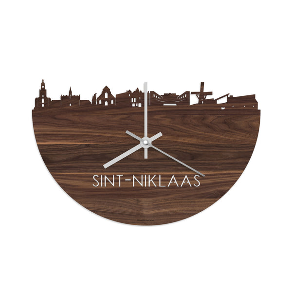 Skyline Klok Sint-Niklaas Noten houten cadeau decoratie relatiegeschenk van WoodWideCities
