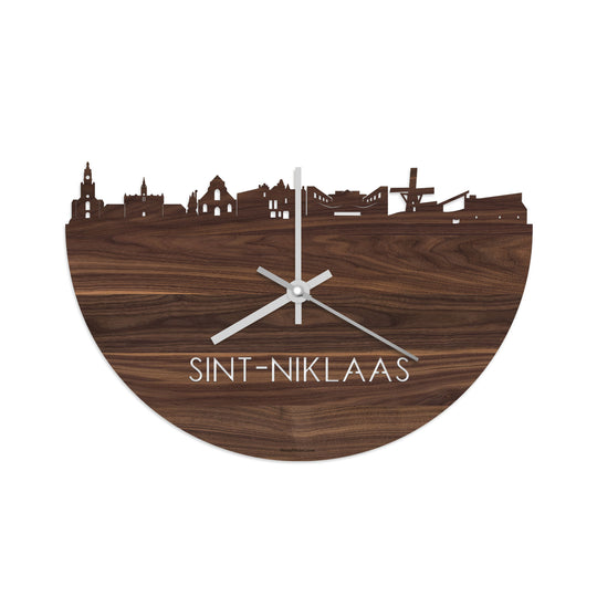 Skyline Klok Sint-Niklaas Noten houten cadeau decoratie relatiegeschenk van WoodWideCities
