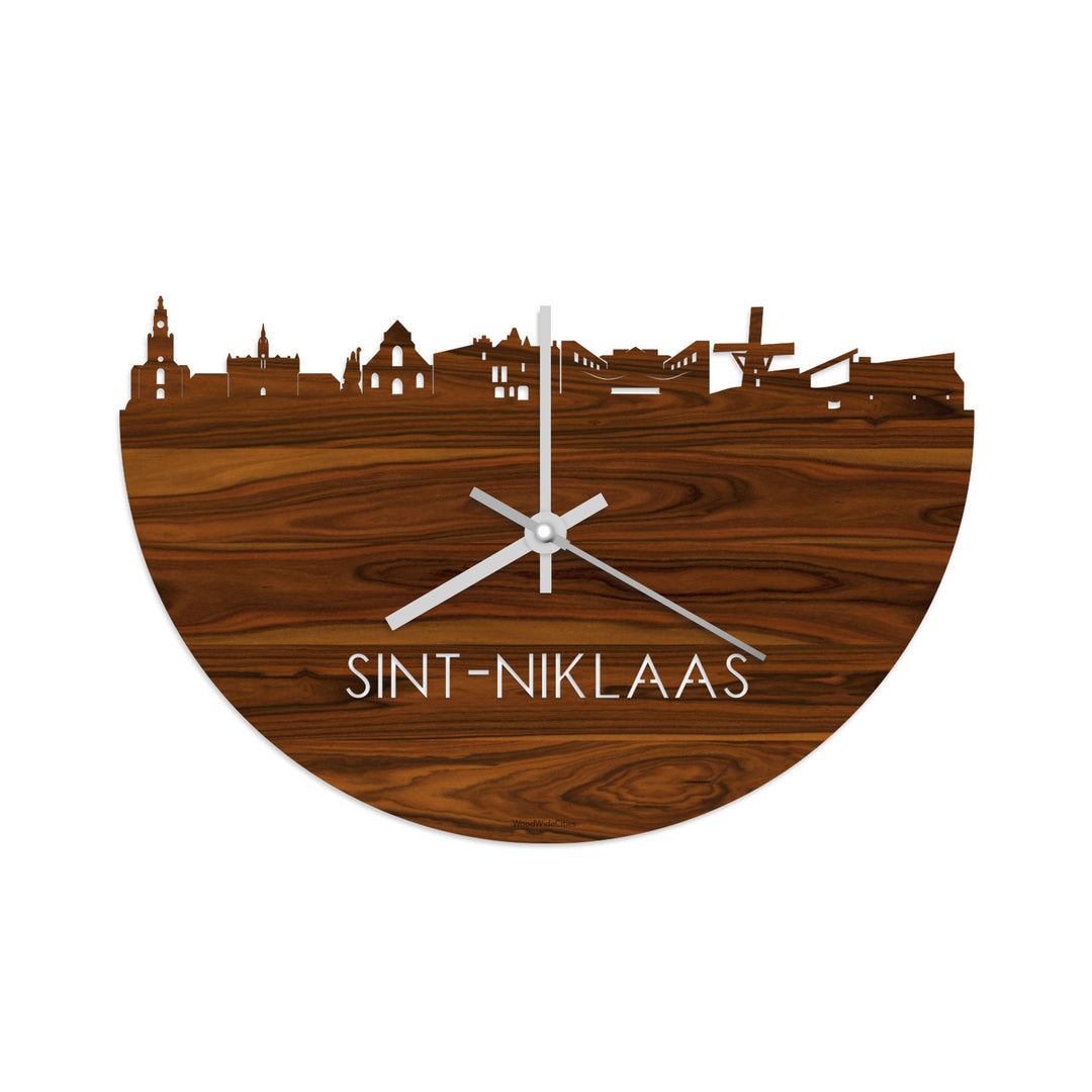 Skyline Klok Sint-Niklaas Palissander houten cadeau decoratie relatiegeschenk van WoodWideCities
