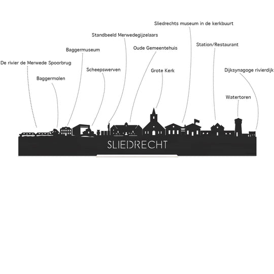 Skyline Klok Sliedrecht Bamboe houten cadeau decoratie relatiegeschenk van WoodWideCities