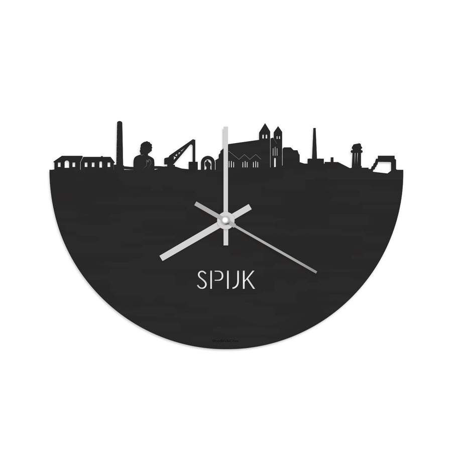Skyline Klok Spijk-Zevenaar Black Zwart houten cadeau decoratie relatiegeschenk van WoodWideCities