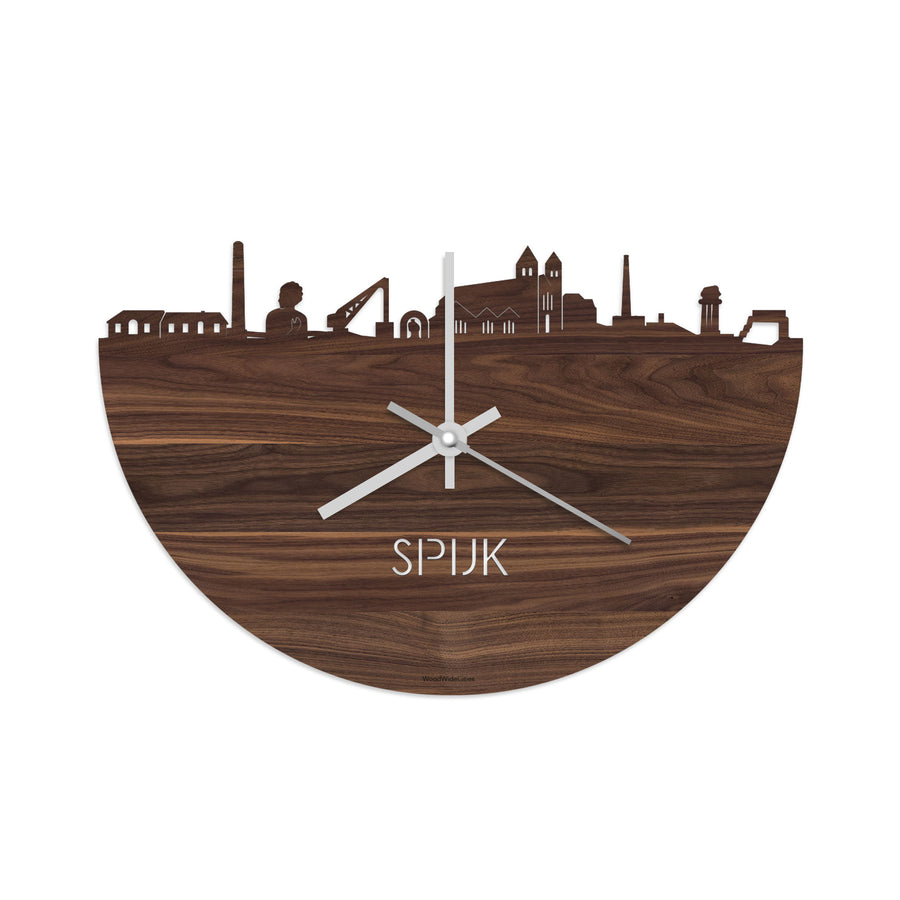 Skyline Klok Spijk-Zevenaar Noten houten cadeau decoratie relatiegeschenk van WoodWideCities