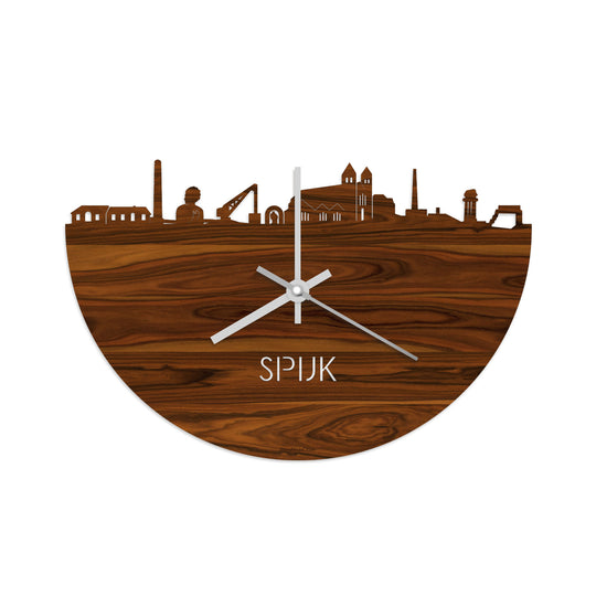 Skyline Klok Spijk-Zevenaar Palissander houten cadeau decoratie relatiegeschenk van WoodWideCities