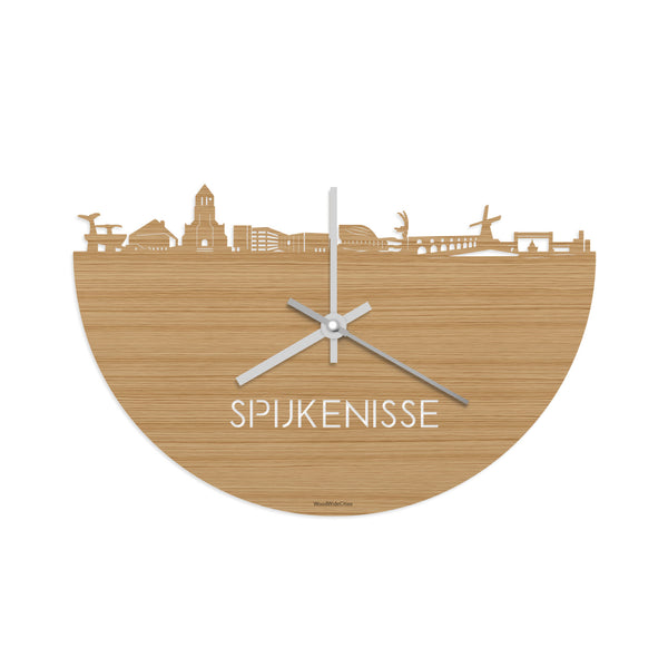Skyline Klok Spijkenisse Bamboe houten cadeau decoratie relatiegeschenk van WoodWideCities