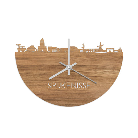 Skyline Klok Spijkenisse Eiken houten cadeau decoratie relatiegeschenk van WoodWideCities