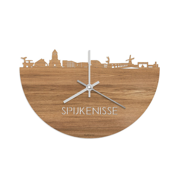 Skyline Klok Spijkenisse Eiken houten cadeau decoratie relatiegeschenk van WoodWideCities