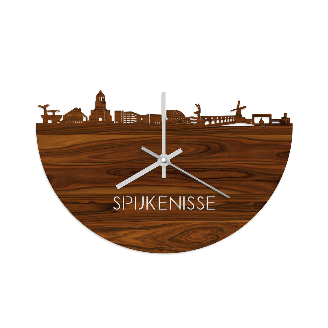 Skyline Klok Spijkenisse Palissander houten cadeau decoratie relatiegeschenk van WoodWideCities