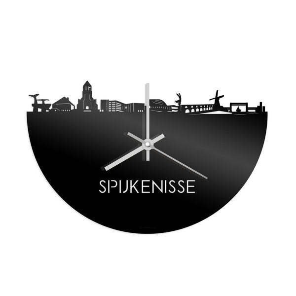Skyline Klok Spijkenisse Zwart glanzend gerecycled kunststof cadeau decoratie relatiegeschenk van WoodWideCities